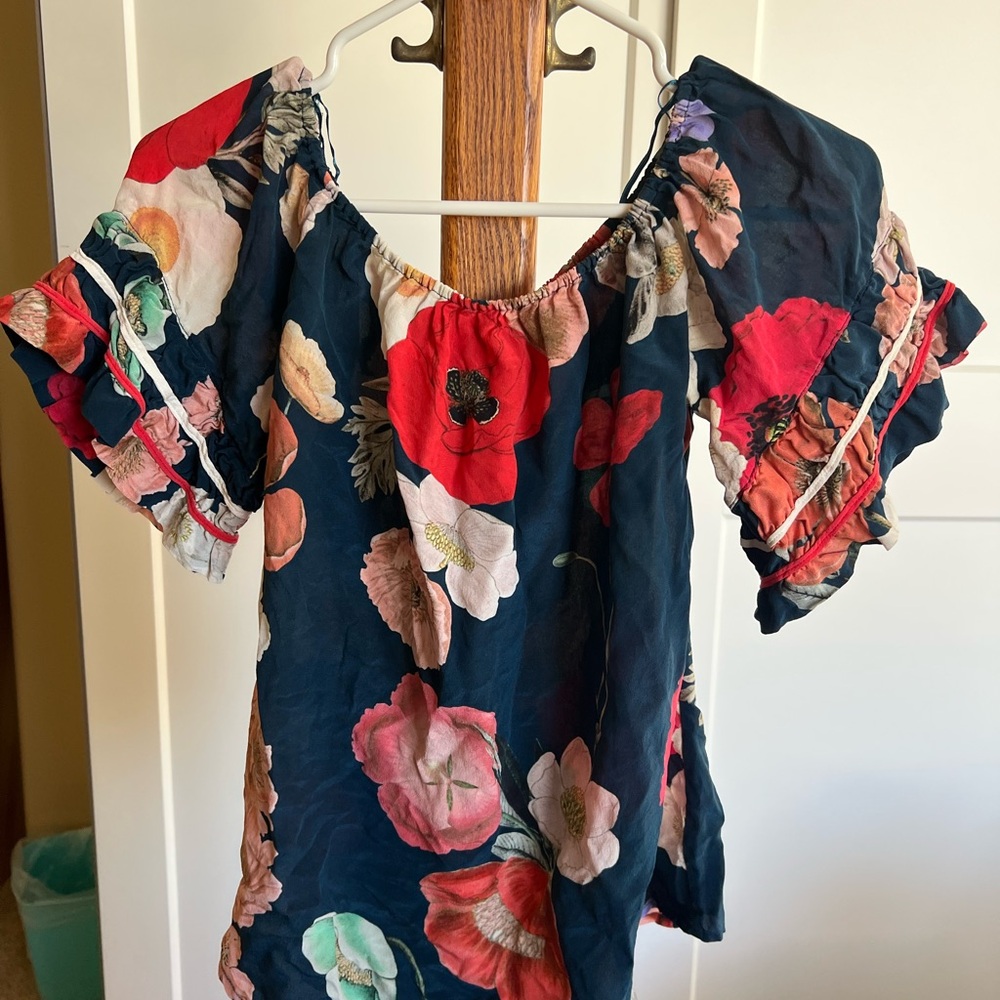 AS x DF 100% silk floral blouse